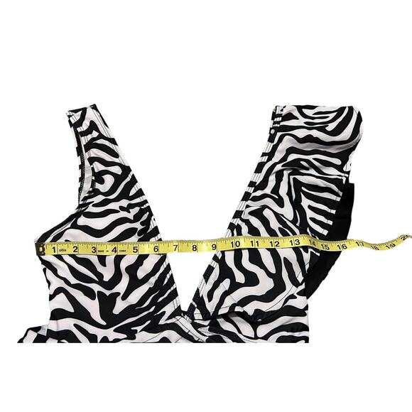 Women One Piece Swimsuit Sexy Zebra V Neck Small Swimwear Ruffle Bathing Beach - Picture 6 of 11